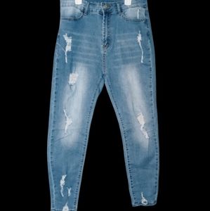 Women's High Rise Tone Blue Jeans SHEIN